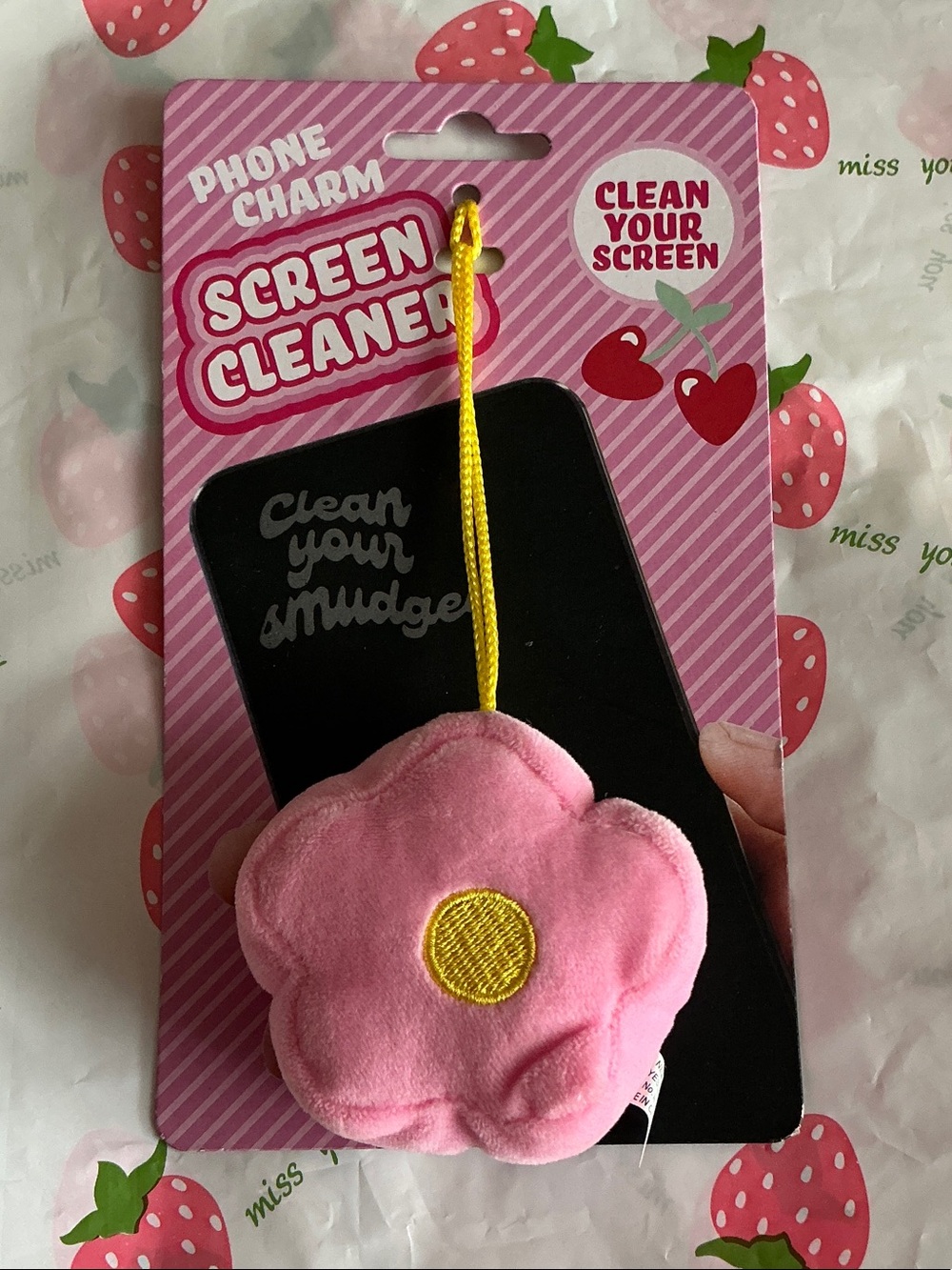 Floral Phone Screen Cleaner Charm - Pink